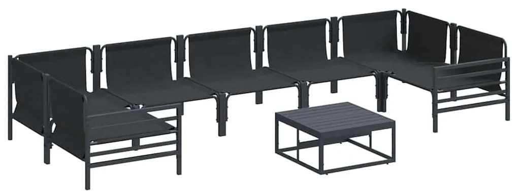 Kerti Kanapé Szett 8 pcs Antracitszürke Acél