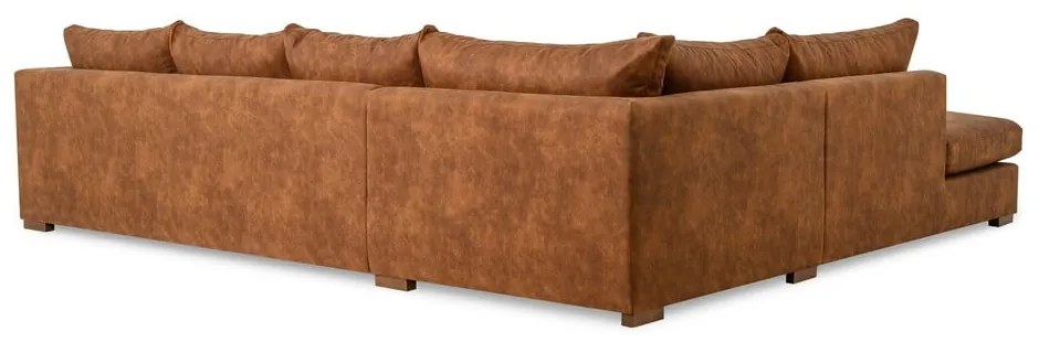 Konyakbarna bőrutánzat sarokkanapé (bal oldali) Hamburg – Scandic