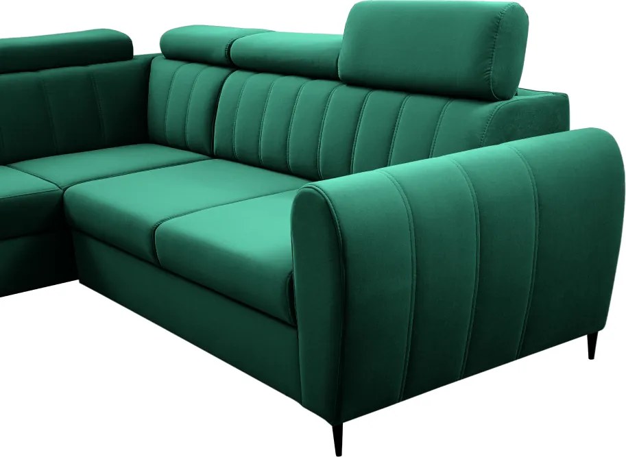 Kinyitható ülőgarnitúra, smaragd, balos, KORIO L