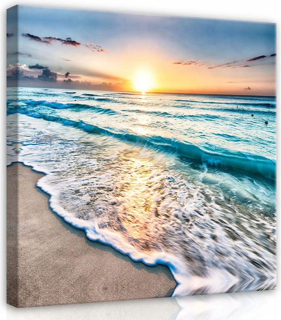 Vászonkép 40x40 Hajnal naplemente tenger tengerpart nap nyugalom természet