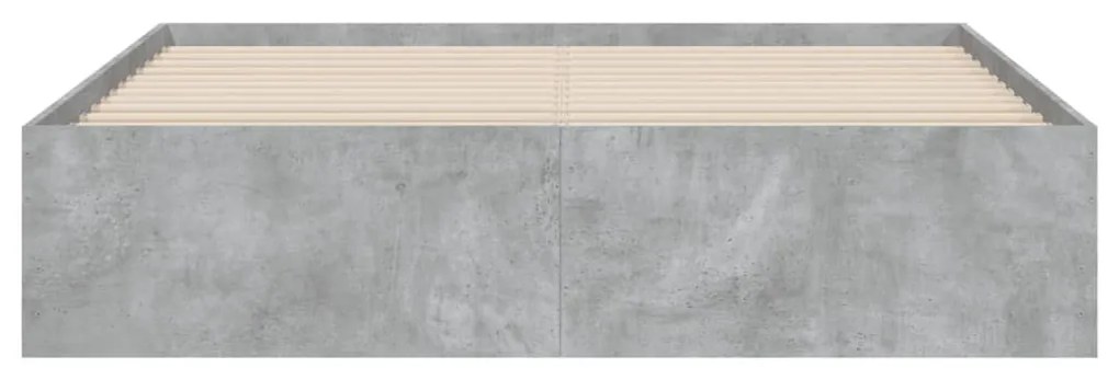 betonszürke szerelt fa ágykeret fiókokkal 140 x 190 cm
