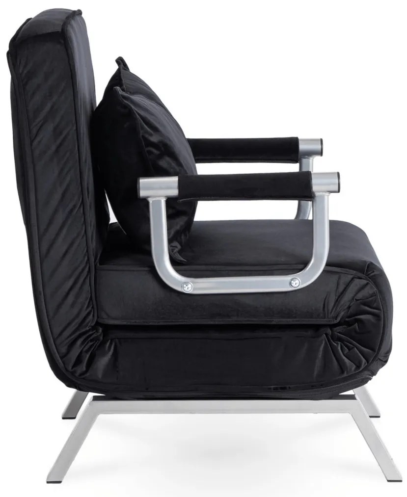 Ágyazható Fotel BART Fekete Bársony Kárpittal.