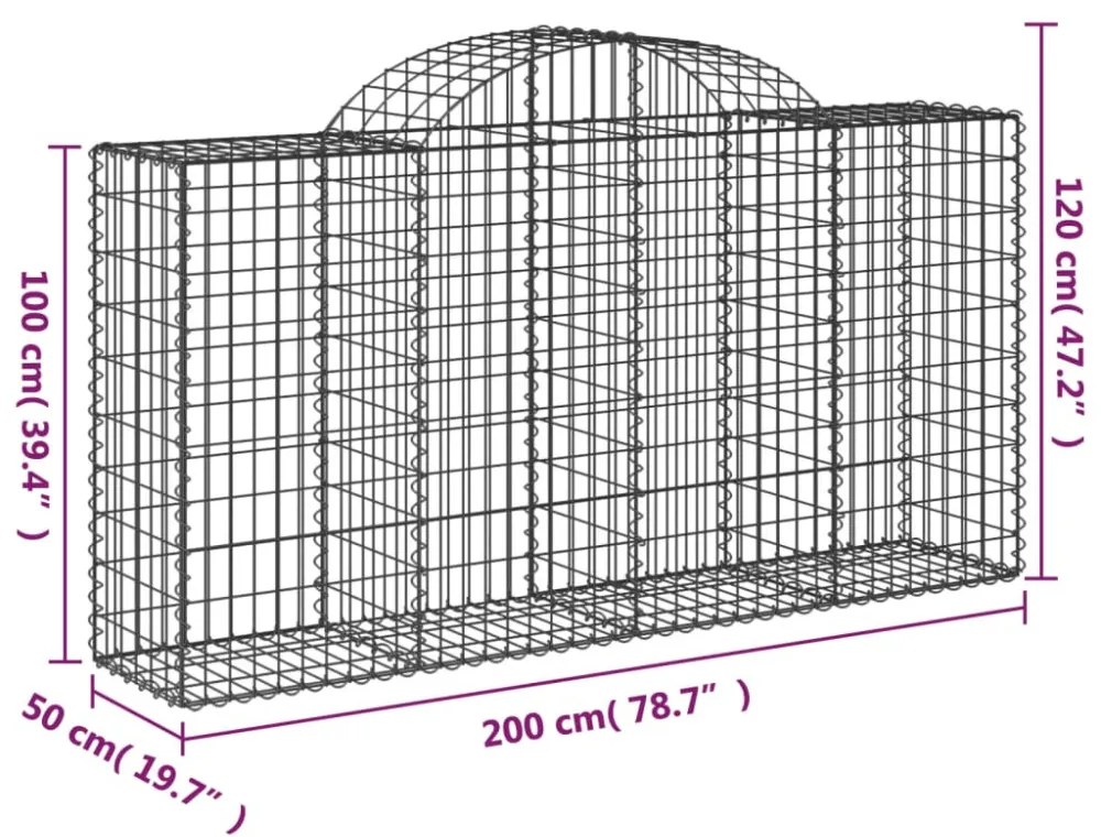 15 db íves horganyzott vas gabion kosár 200x50x100/120 cm