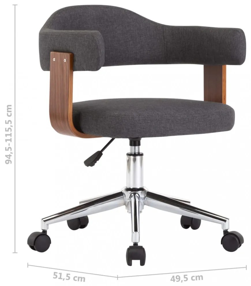 vidaXL 4 db szürke hajlított fa és szövet forgó étkezőszék