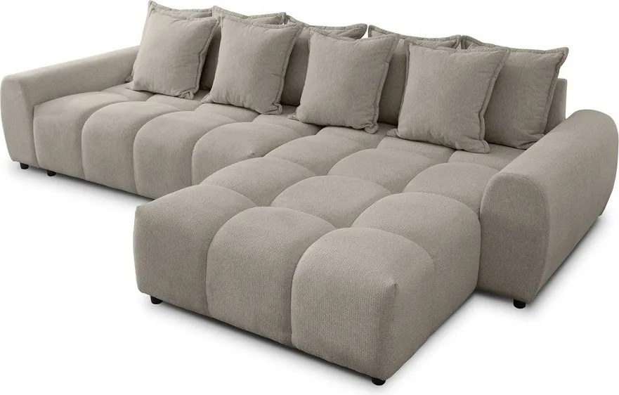 Szürkésbarna sarokkanapé (jobb oldali-heverő résszel) Albane – Ropez