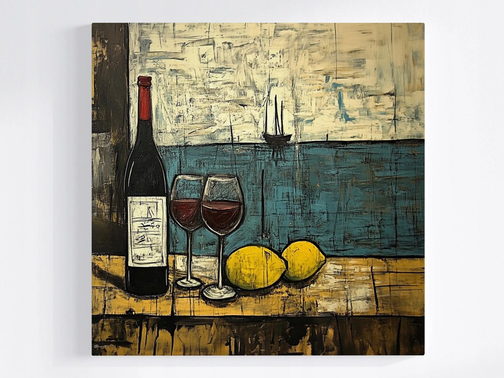 Canvas Vörösbor Citrom Tengeri Tájkép Vászonkép 40x40