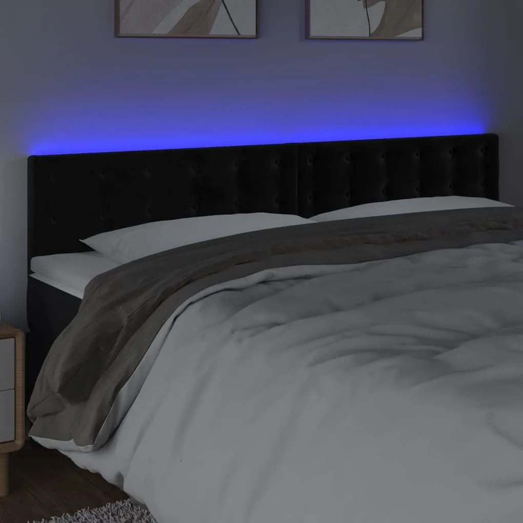 fekete bársony LED-es fejtámla 160x5x78/88 cm