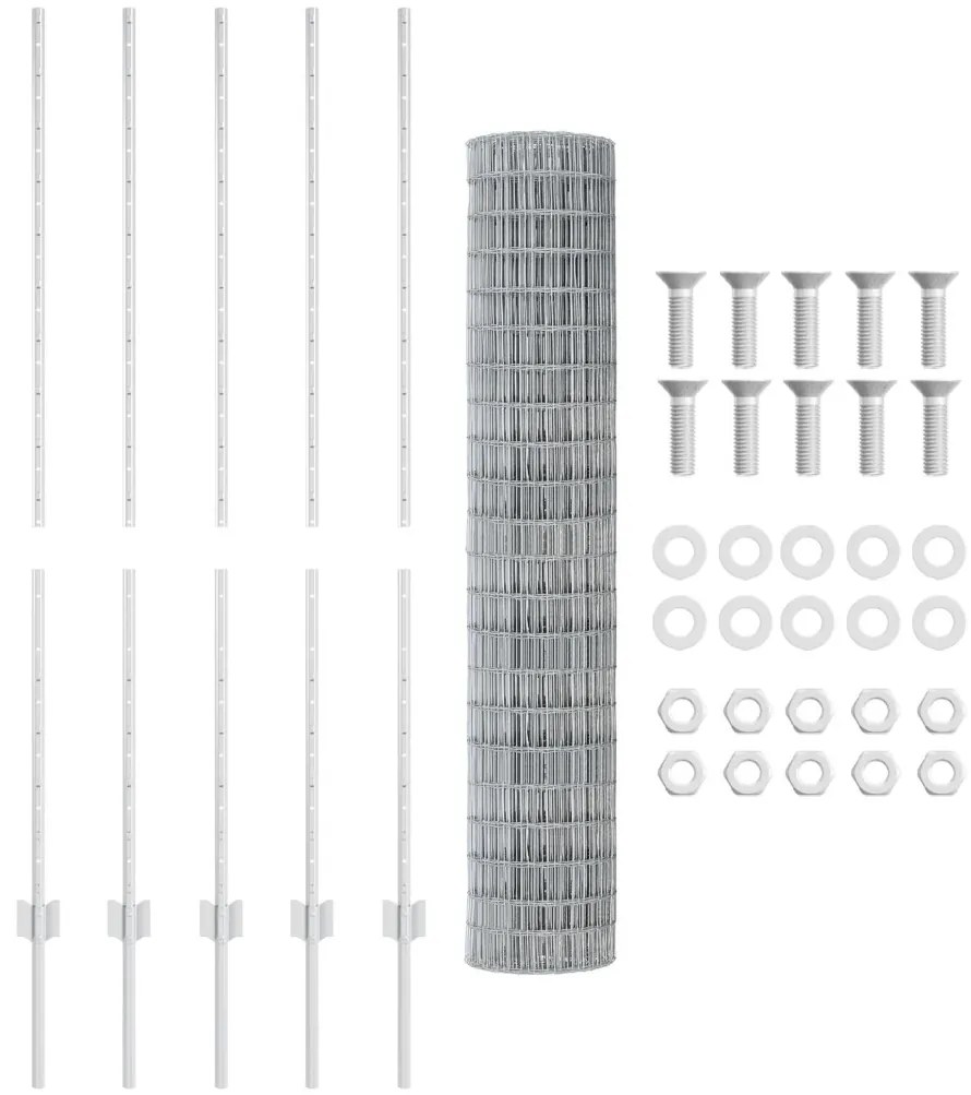 Kerti Kerítésszett 2 db-os készlet Galvanizált acél 10 x 1.4 m