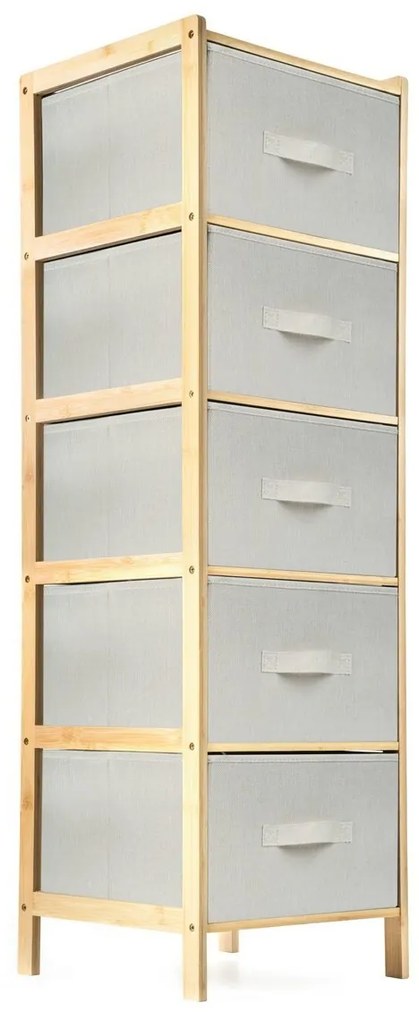 G21 Bambusz polc kosarakkal, 5 polc, bézs, 5 emelet