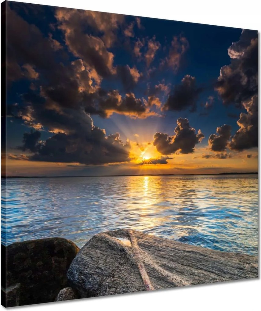 Vászonkép 50x50 Sziklák Tenger naplemente