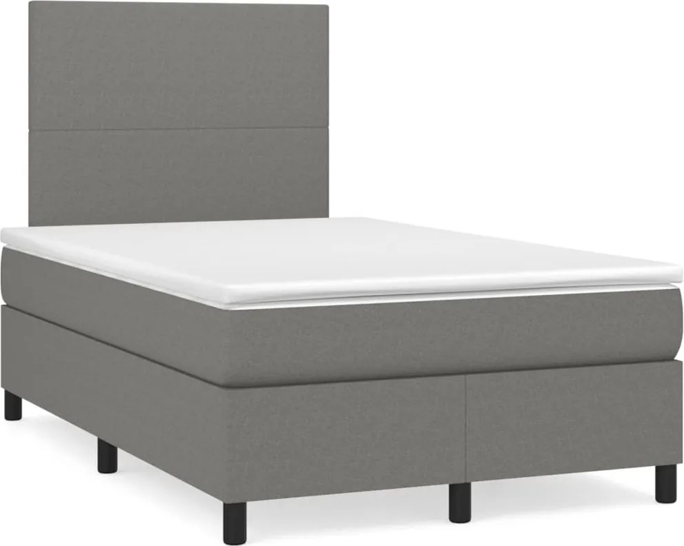 vidaXL sötétszürke szövet rugós ágy matraccal 120 x 200 cm