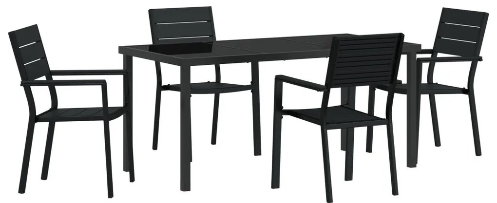 5 Darabos Kerti Étkezőszett Fekete HDPE
