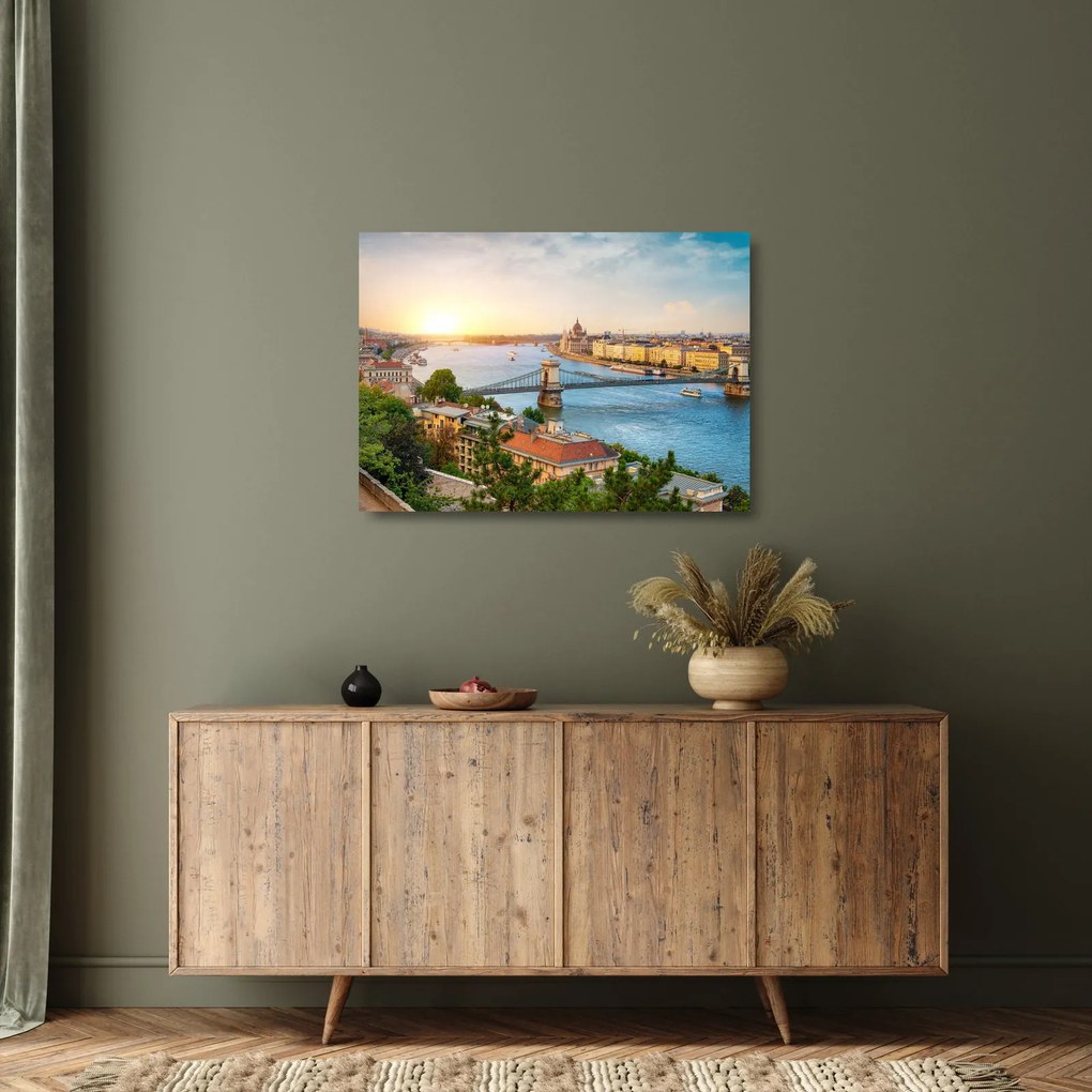 Budapest képe folyóval (üvegen) (70x50 cm)