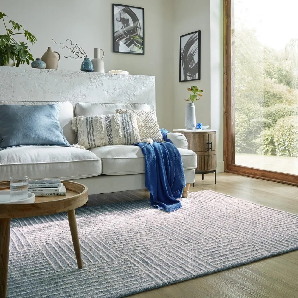 Világoskék kézi szövésű gyapjú szőnyeg 160x230 cm Memphis Wool – Flair Rugs