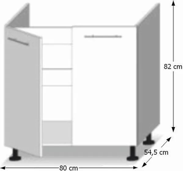 Kétajtós alsó mosogatószekrény, tölgy sonoma, LINE