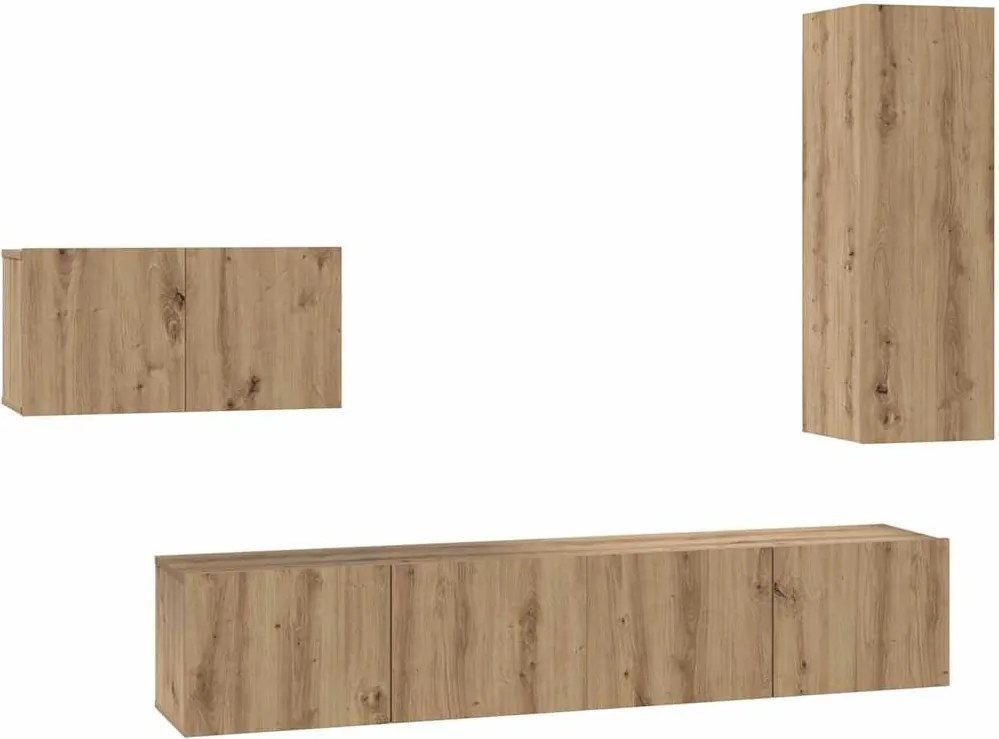 vidaXL TV szekrény garnitúra fiókkal 4 pcs Artisan tölgy Faanyag