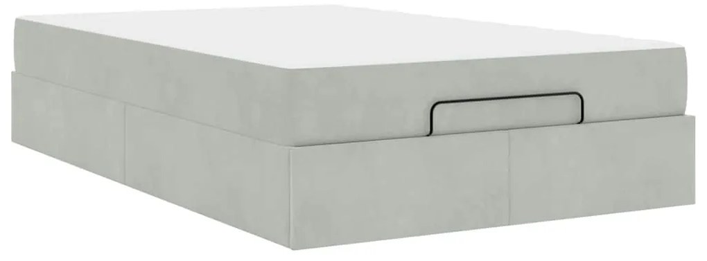 Ágykeret matracmal tárolóval Világosszürke 140 x 190 cm Bársony
