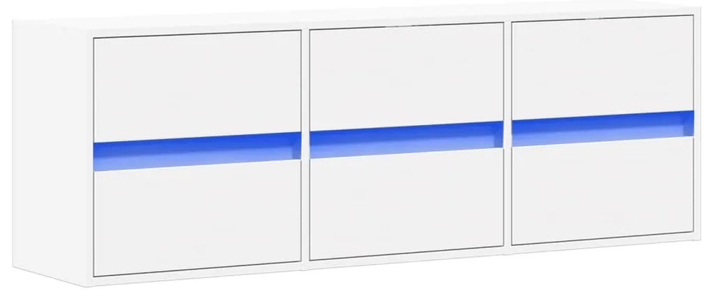 fehér falra szerelhető TV-szekrény LED-lámpákkal 130x31x45 cm