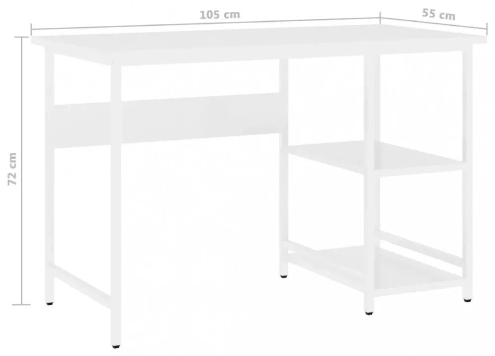 fehér MDF és fém számítógépasztal 105 x 50 x 72 cm