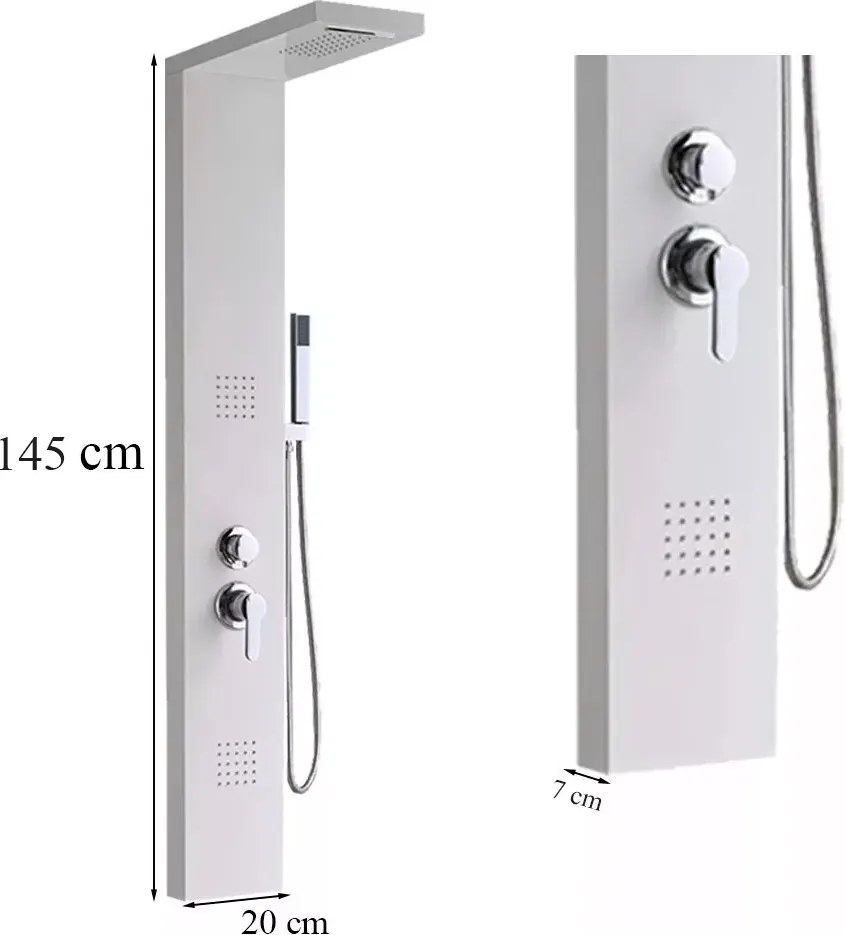 Luxus hidromasszázs zuhanypanel modern fürdőszobába – Malaga White hidromasszázs zuhanypanel