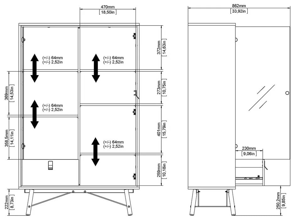 Natúr színű tálalószekrény tölgyfa dekorral 102x162x40 cm Ry – Tvilum