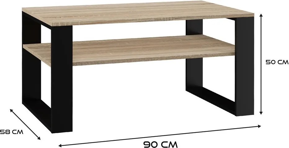 1P dohányzóasztal, sonoma-fekete