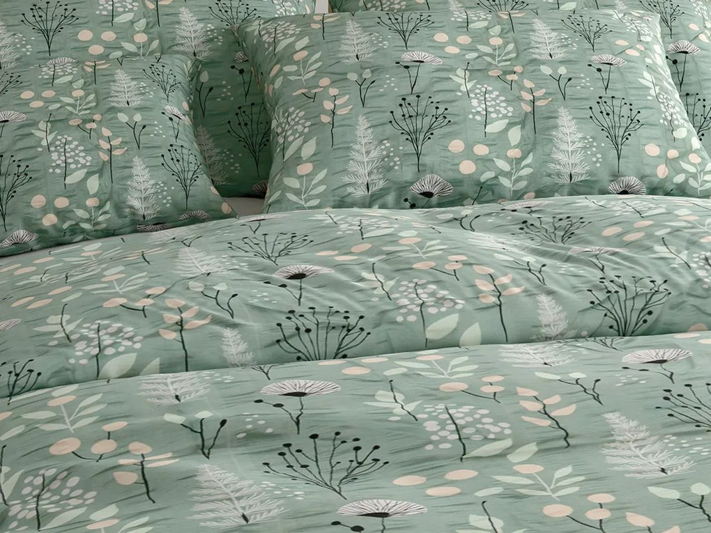 Krepp ágynemű WILD FLOWERS mentás Ágyneműhuzat mérete: 70 x 90 cm | 140 x 200 cm