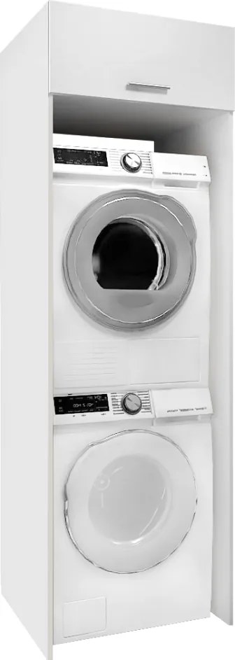 Szekrény mosógép és szárítógép fölé, fehér, JERGI