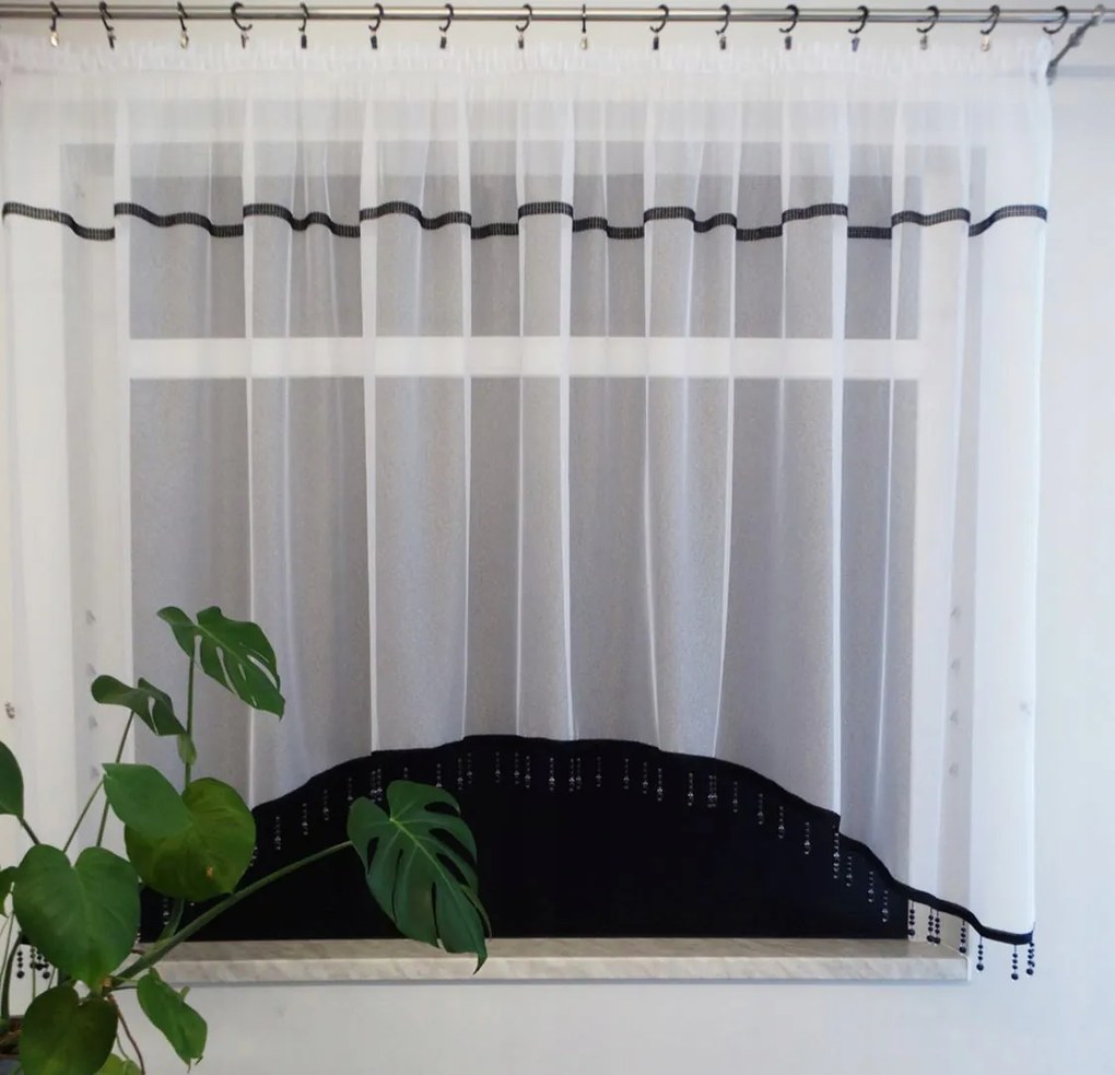 Mg Függöny Fátyol Gyöngyök 05 Fekete hosszú strasszok 300x155cm