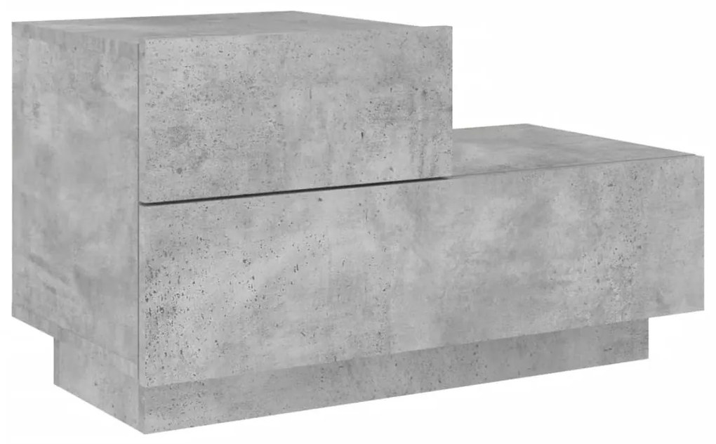 Betonszürke éjjeliszekrény LED-fényekkel 70x36x40,5 cm
