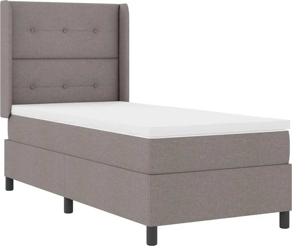vidaXL Boxrugós ágy matracmal fejtámlával Tópszínű 140 x 200 cm szövet