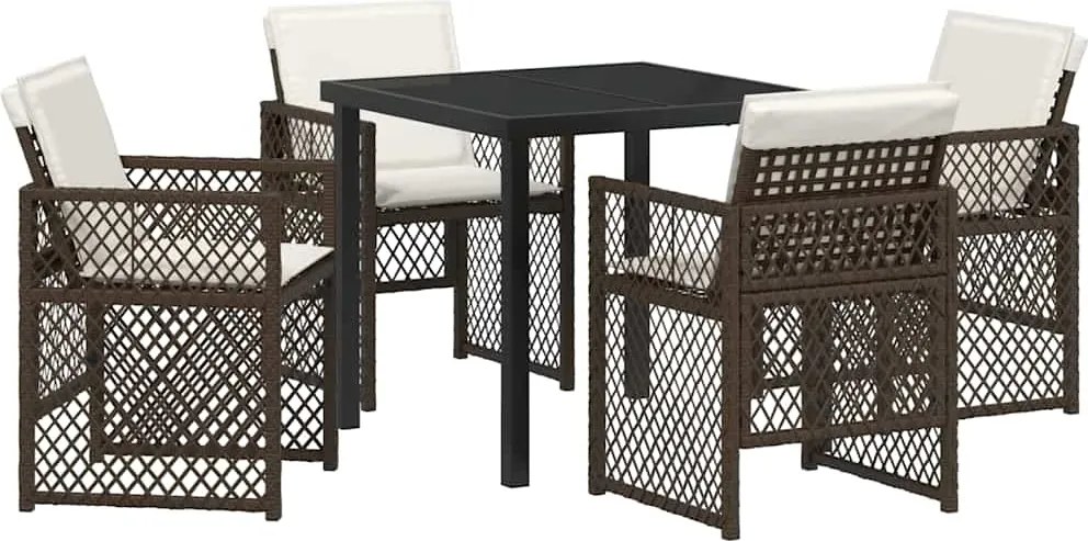 vidaXL Kert étkező szett 5 pcs Barna polirattan