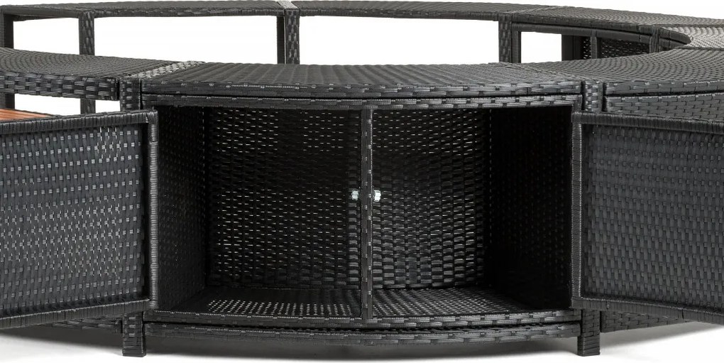 Lay-Z-Spa kör alakú rattan pezsgőfürdő bútor, 180 cm, fekete