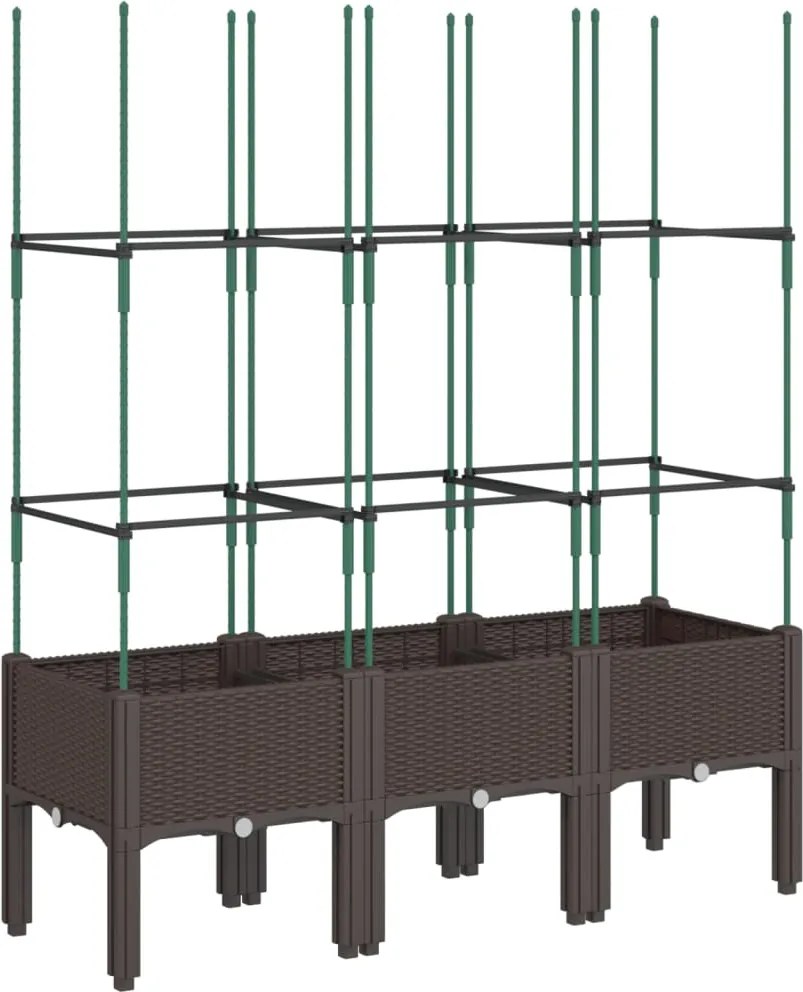 vidaXL barna polipropilén rácsos kerti ültetőláda 120 x 40 x 142,5 cm