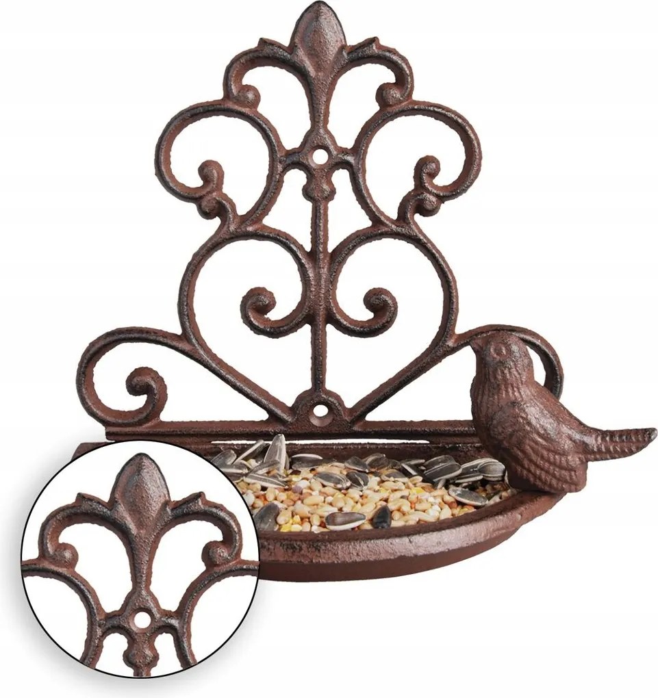 Öntöttvas madáretető 18 cm x 10 cm x 18 cm.