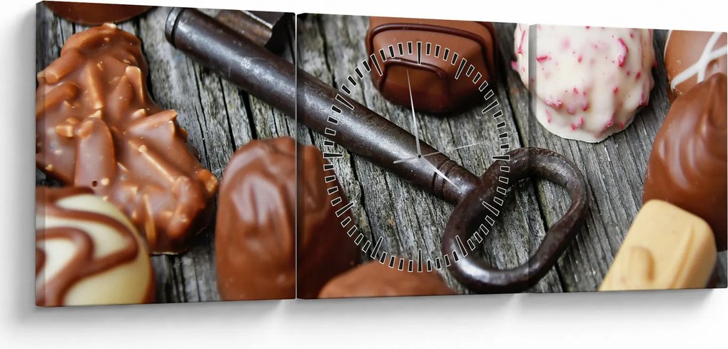 Csokoládé és a kulcs képe (órával) (90x30 cm)