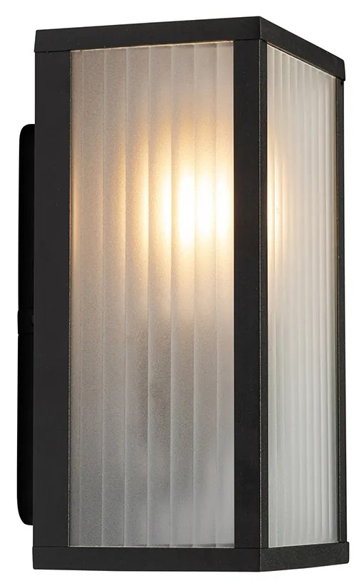 Okos kültéri fali lámpa fekete bordázott üveggel, WiFi A60-nal - Charlois