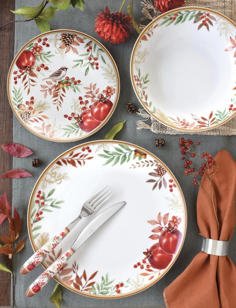 Porcelán tortatál lapáttal 32cm, dobozban, Autumn Symphony