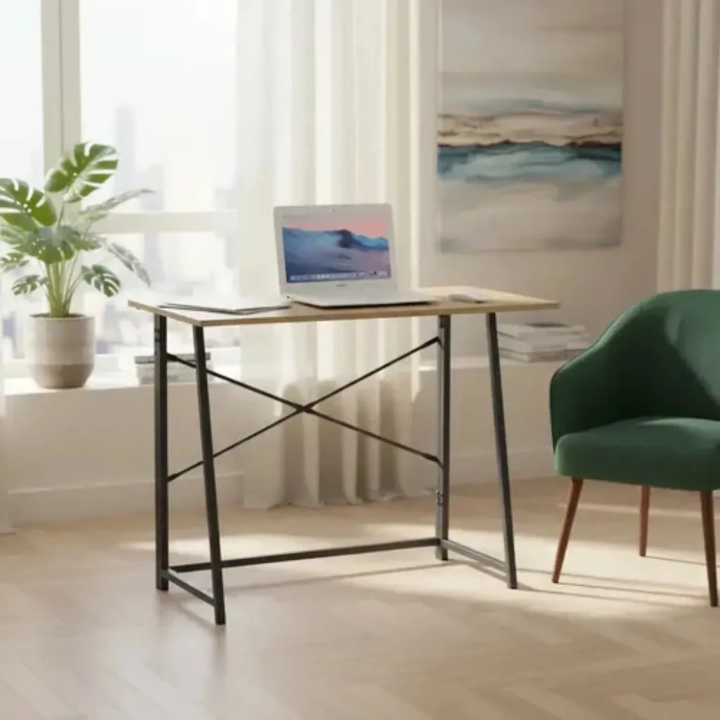 Összecsukható íróasztal / számítógépasztal 100×46 cm, masszív fém vázzal, fekete–aranytölgy – Intenso Home