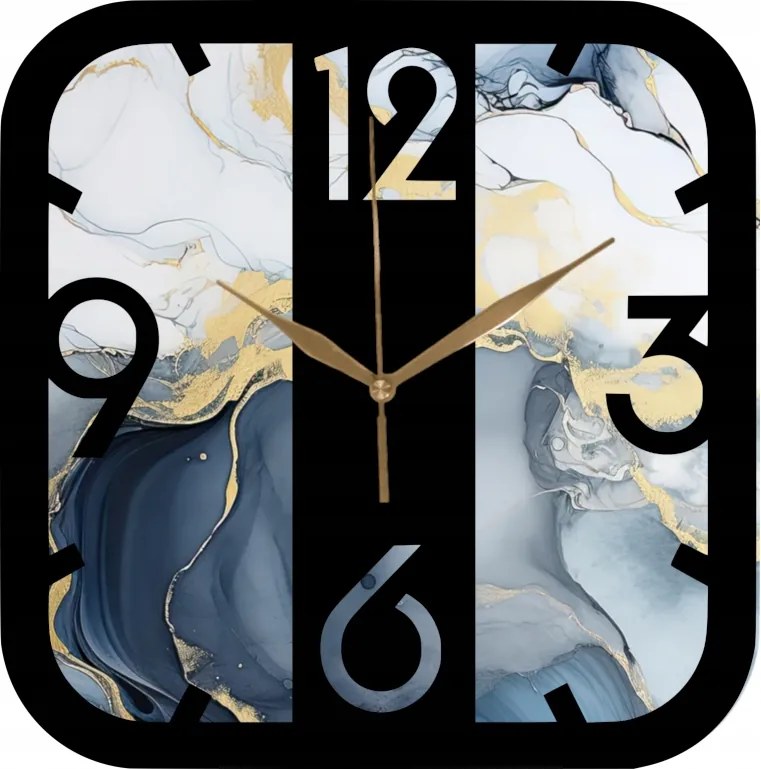 Dekoratív falióra Nappaliba Kék márvány arany 35cm