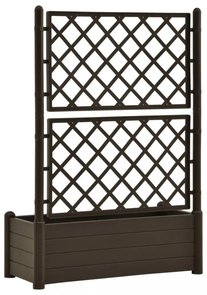 mokkaszínű polipropilén rácsos kerti ültető 100 x 43 x 142 cm