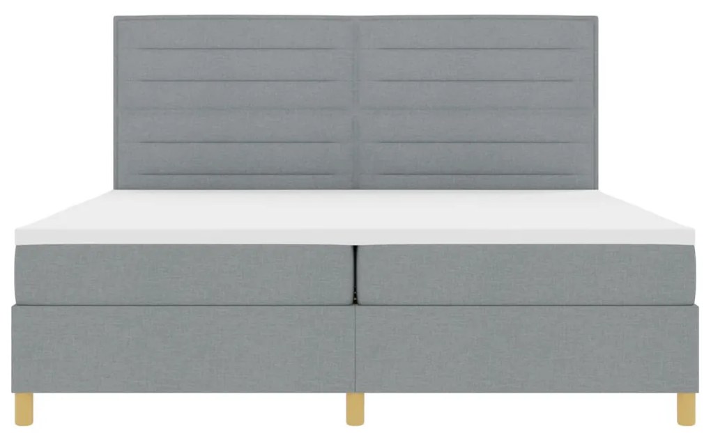 Boxspring Ágy Matrac Világosszürke 200x200 cm Szövet