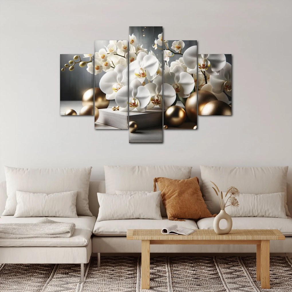 Kép - Orchidea és aranygolyók (150x105 cm)
