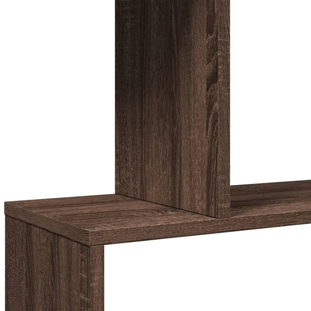 6 szintes barna tölgy fa elválasztó könyvespolc 70x24x193 cm