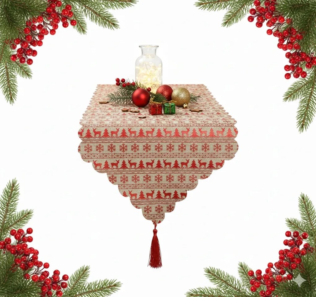 Karácsonyi Asztalterítő Csillag Karácsonyfa Asztalterítő 180x35