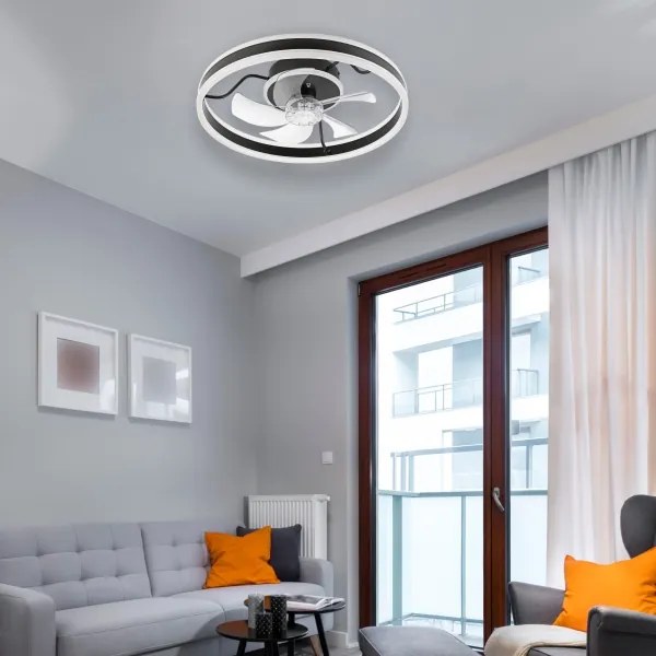 LED mennyezeti lámpa ventilátorral APOLLO LED/38W/230V fekete + DO