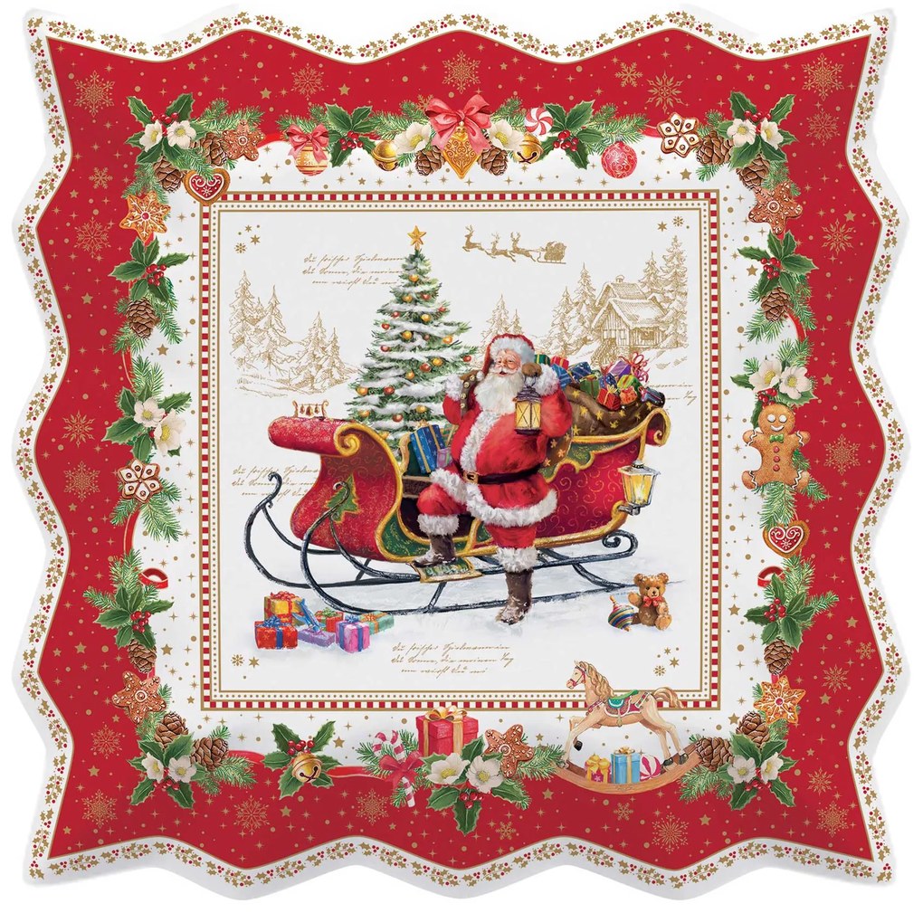 Karácsonyi porcelán tálca 30x30 cm Christmas Memories