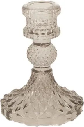 Üveg gyertyatartó világos szürke a lábon