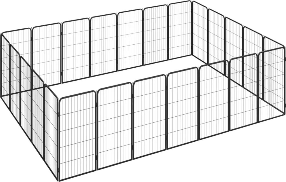 vidaXL 24 paneles fekete porszórt acél kutyakennel 50 x 100 cm