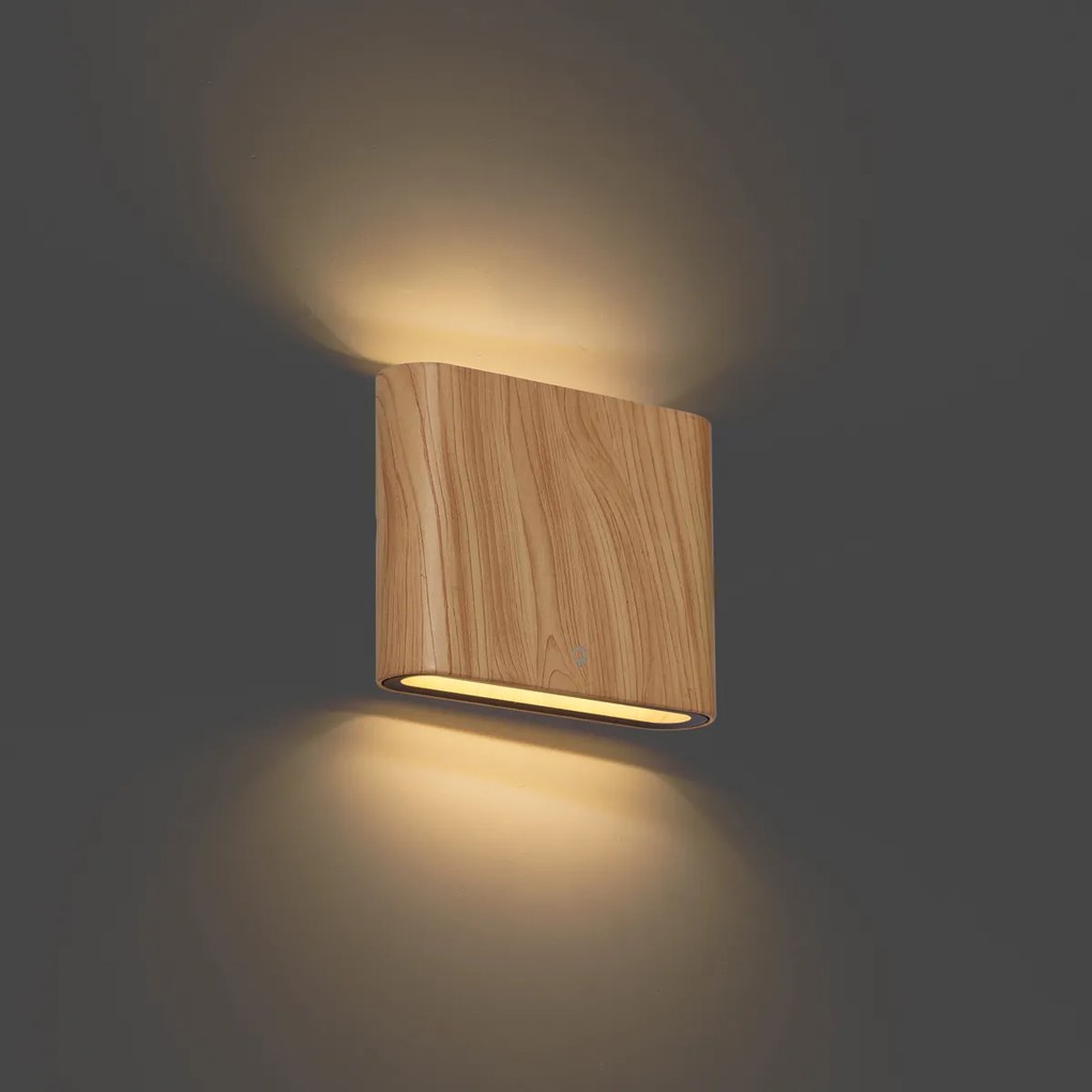 Skandináv kültéri fali lámpa fa mintás 11,5 cm LED-del IP65 - Batt